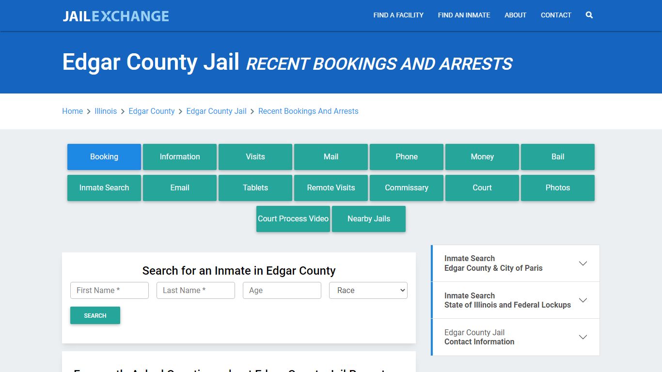 Edgar County Jail Recent Bookings And Arrests - Jail Exchange